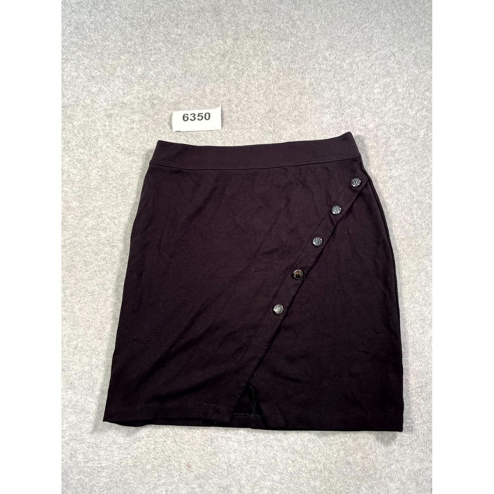 Apt. 9 Straight & Pencil Skirt Womens Large Black Stretch Rayon Button Wrap Mini
